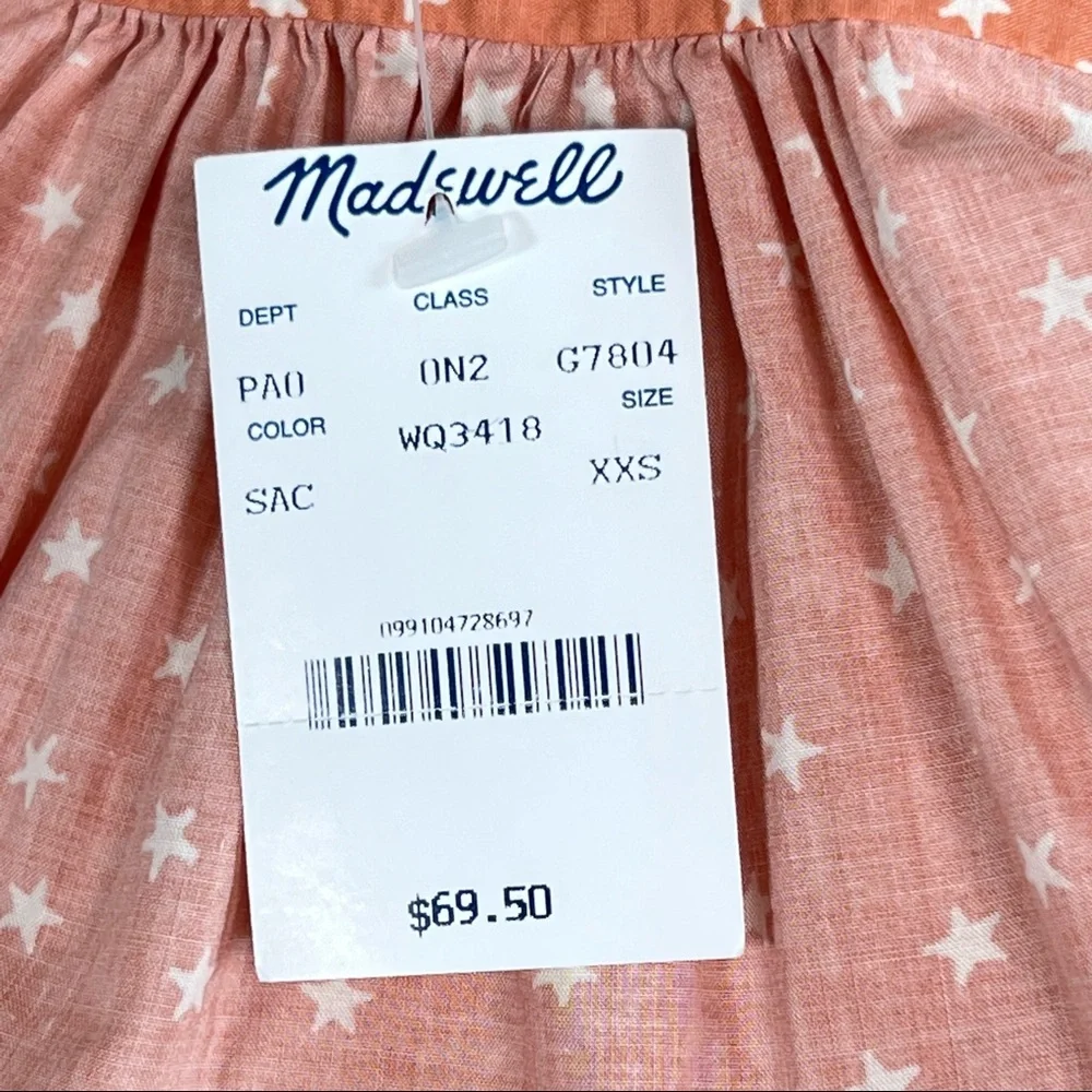 Madewell Wrap Blouse With Star Print & 3/4 Sleeves NWT SIZE XXS But Over…